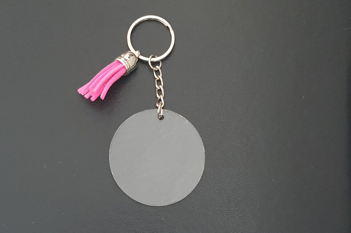 Acrylic Round Blank Discs Keyring Tassels Keychain 5set Etsy