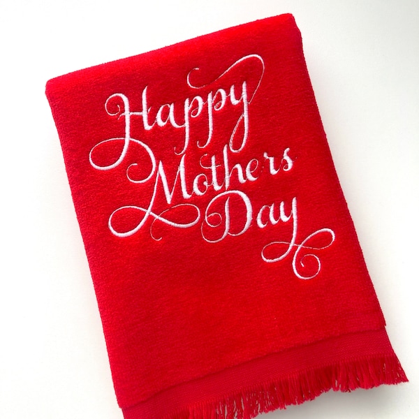 Happy Mother's Day towel, Gift towel for Mother's Day, Red towel for Mother's Day, Personalized towel