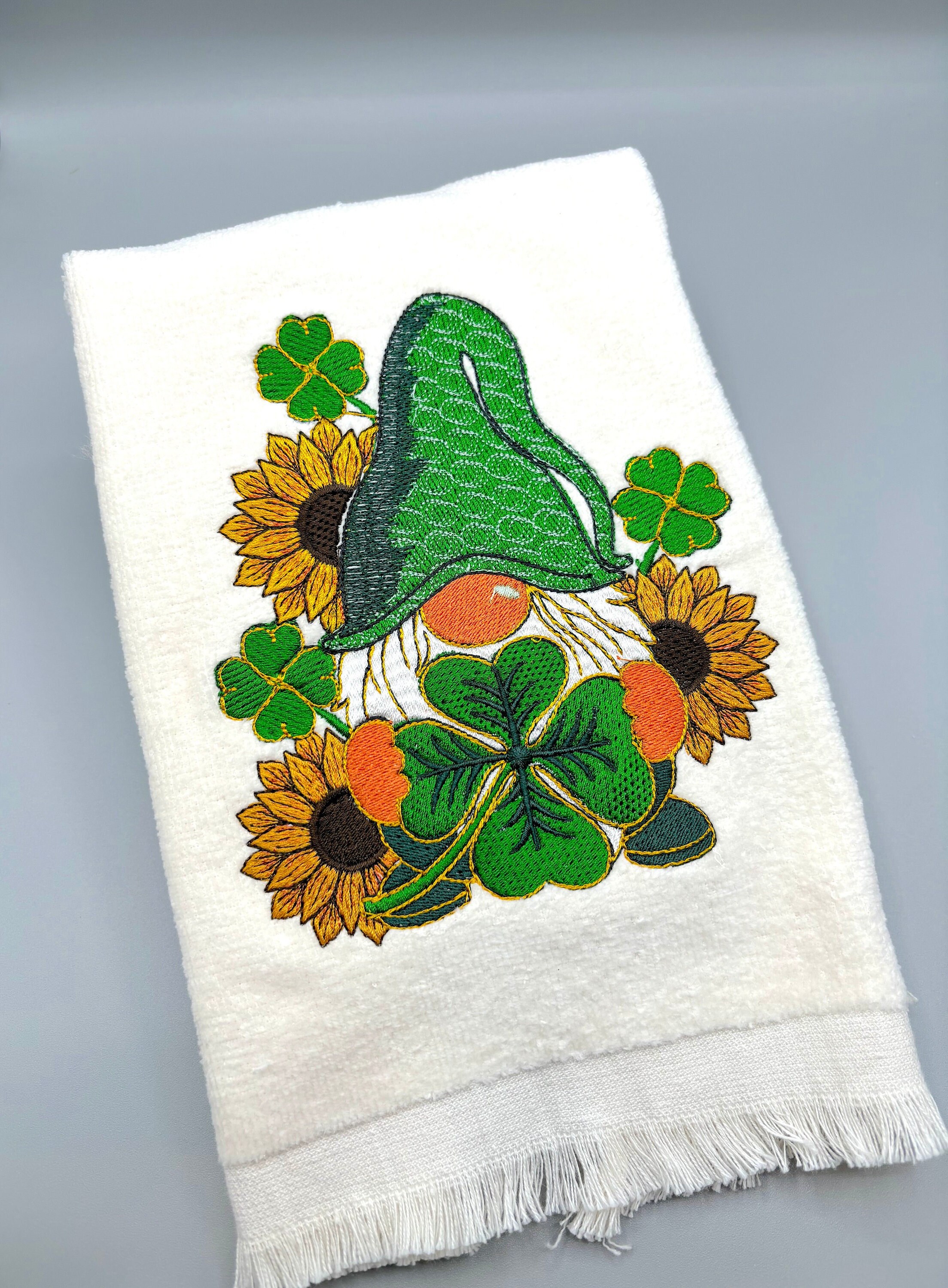 St.patrick's Day Gnome, Gnome Fingertip Towel, Sunflower Towel