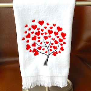 Valentine's Day, Heart Tree, Birthday Love, Anniversary Love, Fingertip Towel, Personalized Towel