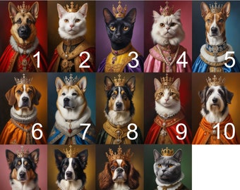 Tierportrait im Renaissance-Look / Kostüm | Personalisiertes Haustier-Portrait, Katzenportrait, Hundeportrait | Als Deko, Geschenk, Andenken