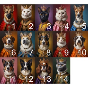 Tierportrait im Renaissance-Look / Kostüm | Personalisiertes Haustier-Portrait, Katzenportrait, Hundeportrait | Als Deko, Geschenk, Andenken