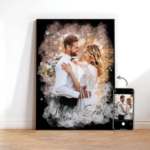 Ritratto di coppia personalizzato | Regalo per partner o nozze | Stile acquerello unico e romantico