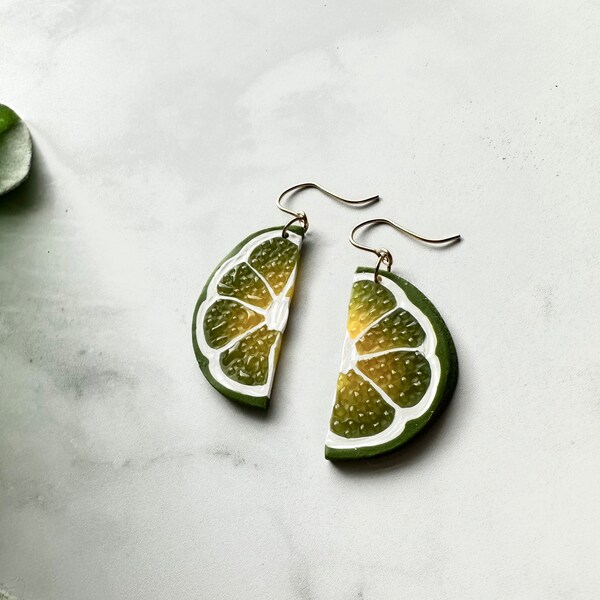 Lime Slices on Gold Filled Ear Hook