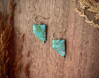 Faux Turquoise Nevada Earrings on Hold Filled Hook