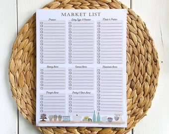Market List Notepad - Grocery List - Neutral Shopping List - Farmhouse Market List - Magnetic Notepad