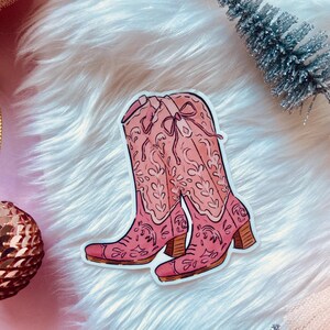 Pink Bow Boots - Waterproof Sticker