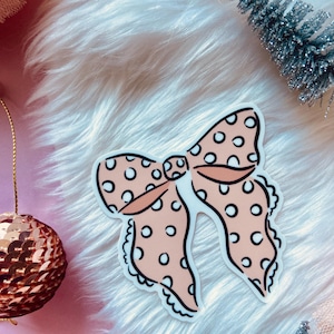 Pink Polka Dot Bow - Waterproof Sticker