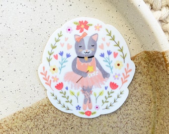 Ballerina Kitty - Waterproof Sticker - Cat Lover Gift