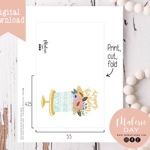 Floral Birthday Cake Card Digital Download Printable Card Happy Birthday Card Boho Flower Card image 2