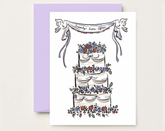 Floral Berry Wedding Cake - Greeting Card