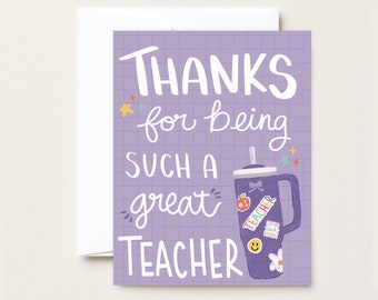 Teacher Drink Tumbler Card  - Teacher Appreciation Greeting Card