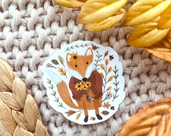 Fall Fox Vinyl Sticker - Waterproof Sticker