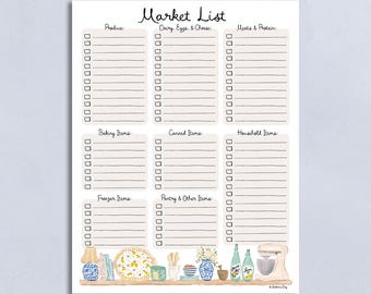 Market List Notepad - Chinoiserie Design