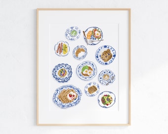 Brunch Club Blue Plates - Art Print