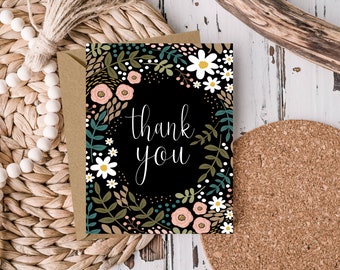 Printable Floral Thank You Card – Digital Download – Watercolor Design ...