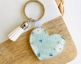 Heart Acrylic Keychain - If Friends Were Flowers