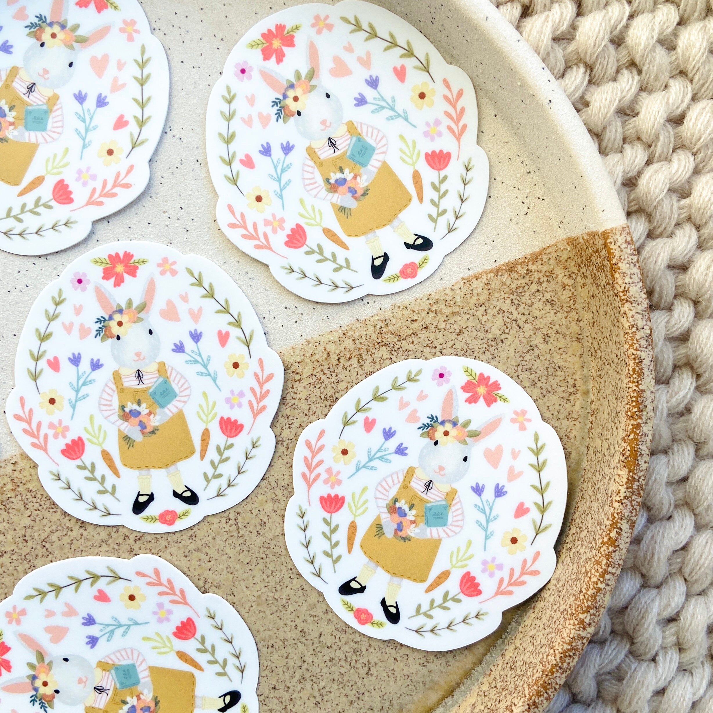 Spring Bonnie Sticker Spring Bunny - Easter Waterproof Sticker - Etsy