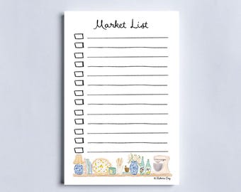 Mini Market List Notepad - Grocery List - Chinoiserie Design