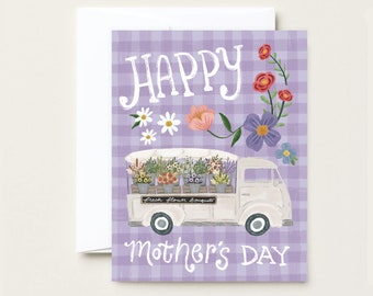Vintage Flower Truck - Mother's Day Greeting Card