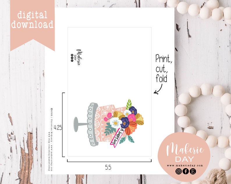 Oh Happy Day Cake Card Digital Download Printable Card Happy Birthday Card Wedding Card image 2