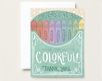 Colorful Crayons Teacher Card  - Teacher Appreciation Greeting Card