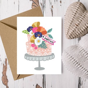 Oh Happy Day Cake Card Digital Download Printable Card Happy Birthday Card Wedding Card image 1