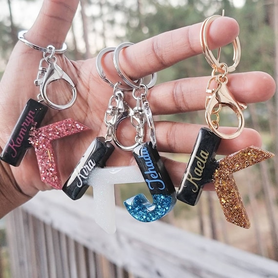 Glitter Keychain, Personalized Keychain for Women, Custom Keychain