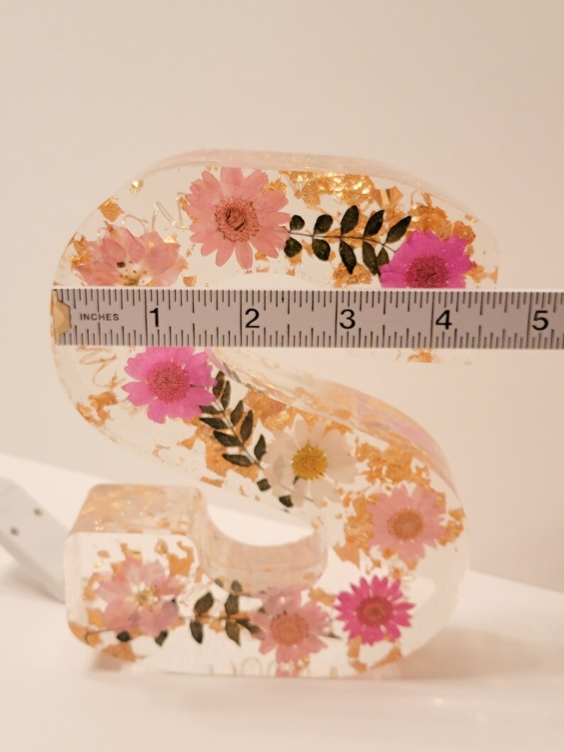 Custom LED Letter With Light Resin Letter With Flowers Resin Etsy