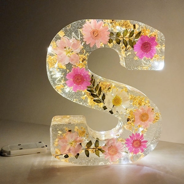 Custom Large Letter with Lights, Personalized Resin Letter, Custom Letter Night Light, Mother's Day Gift, Couple's Initials Wedding Decor