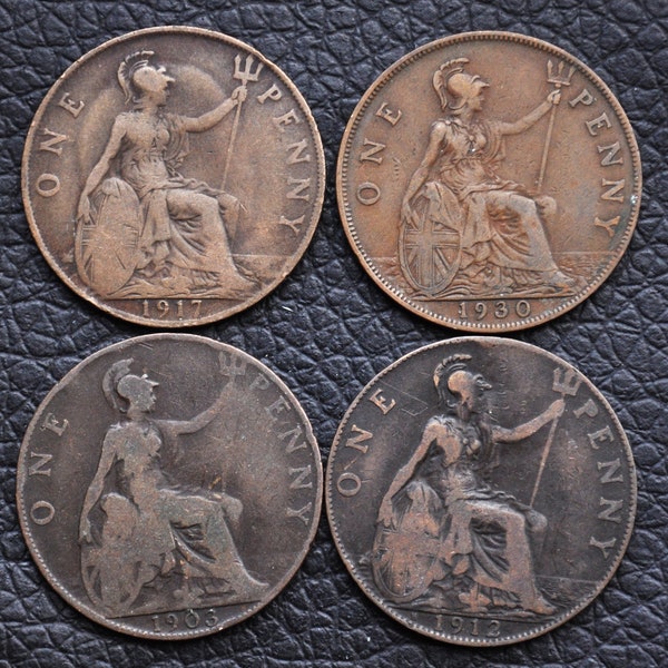 Four (4) Old British Coins