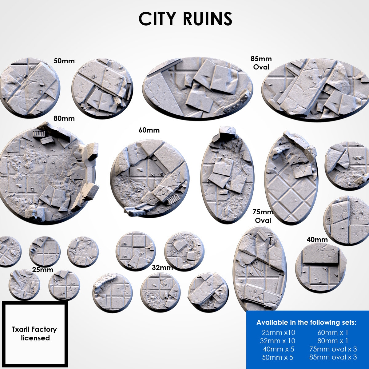 Resin 3D Printed City Ruins Terrain Bases