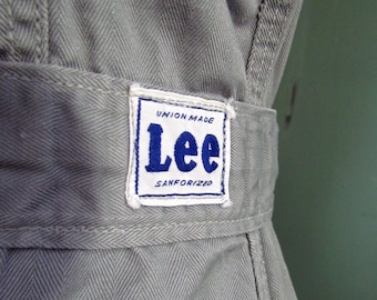 Vintage Lee Mechanic Coat Herringbone stripe Ropa de trabajo Chore Jacket Belted Lab Coat Trench Twill 1950s 1960s