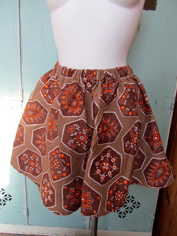 Vintage Skirt Handmade Patchwork Pattern Short 19… - image 1