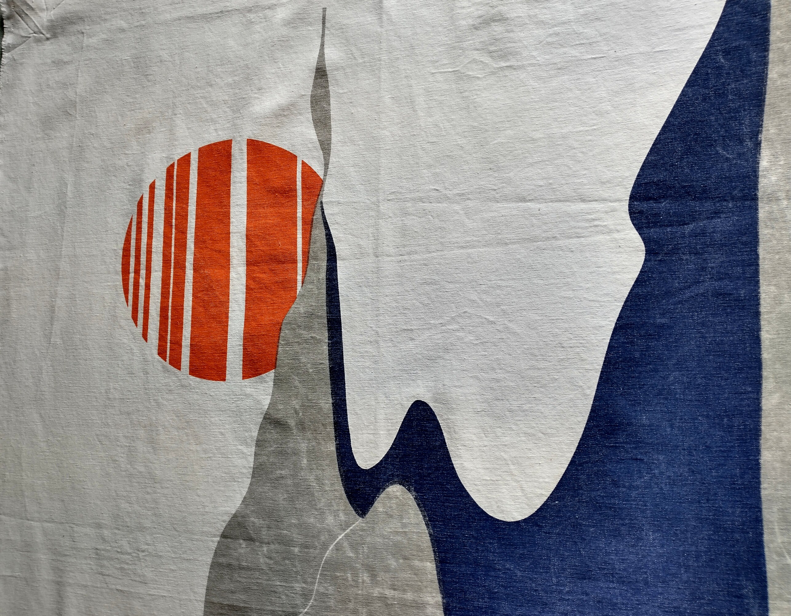 ビンテージ 70's MARUSHKA キャンバススクリーンプリント オウムガイ Vintage 1970s Marushka Canvas Screen Print Wall Art Sail