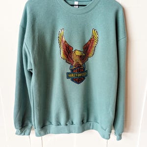 Adesivo glitterato Harley-Davidson x Roach vintage stampato su felpa American Apparel nuova taglia Large