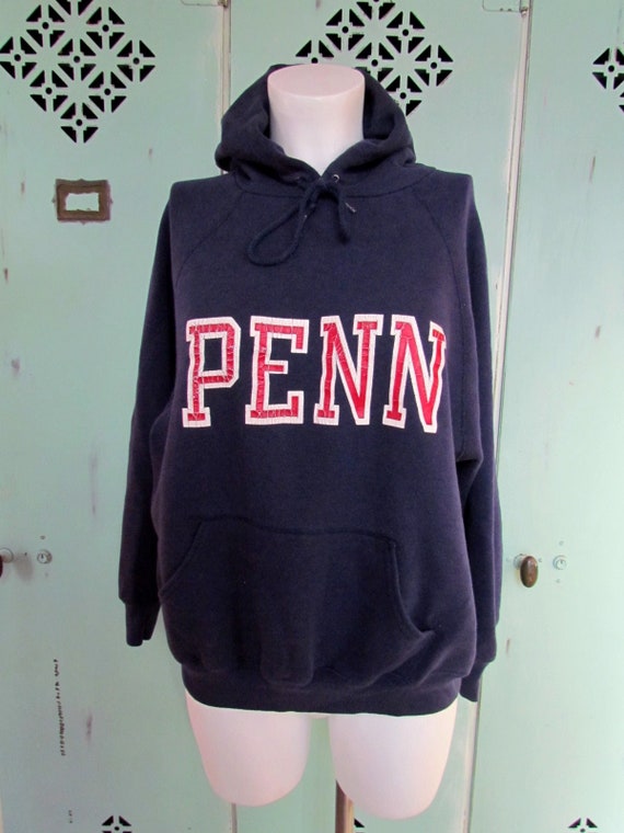 Vintage Penn State Hooded Sweatshirt Red White Bl… - image 1