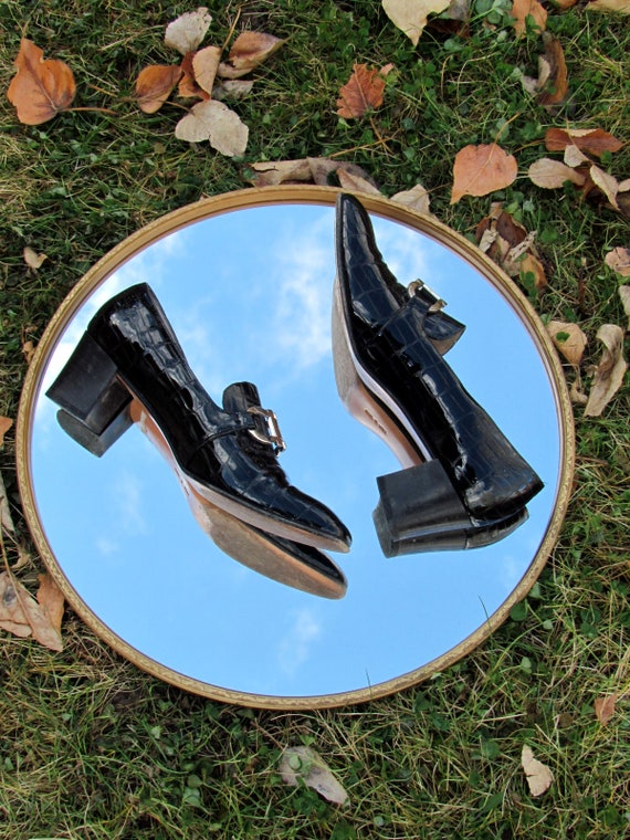 Vintage FERRAGAMO Heels Patent Leather Loafers Cr… - image 4