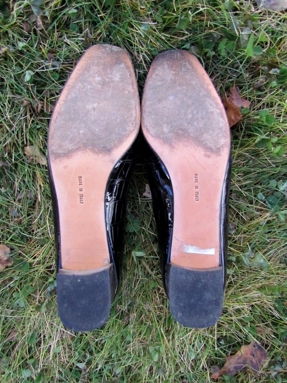 Vintage FERRAGAMO Heels Patent Leather Loafers Cr… - image 6