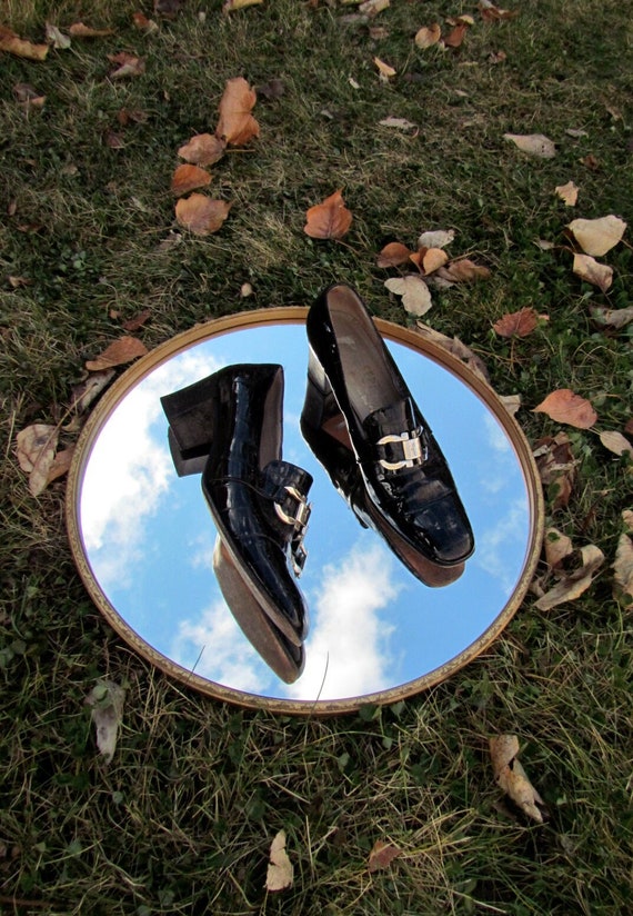 Vintage FERRAGAMO Heels Patent Leather Loafers Cr… - image 1