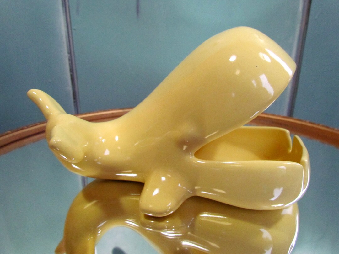 Vintage Mod Whale Ashtray Porcelain Ceramic Mid Century Catchall Dish