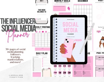 El Influencer: Planificador de Redes Sociales / Planificador Digital / Instagram, TikTok, Planificador de Youtube / Planificador de Creador de Contenidos / Planificador Imprimible