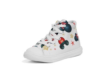 Kids Hightop Canvas Shoe Mouse Face - Watercolor