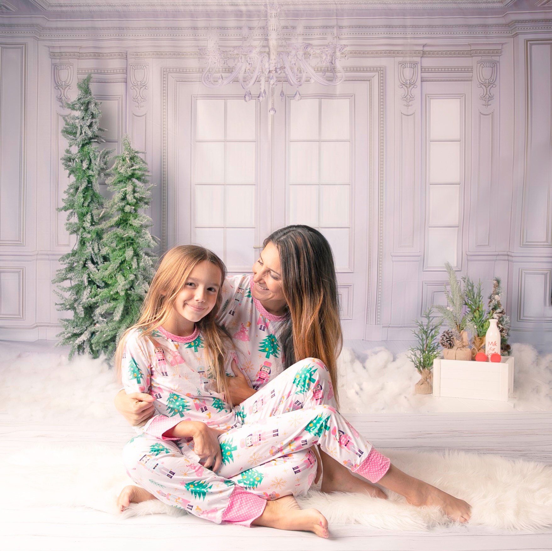 Xmas Womens Pajamas, Satin Pajamas With Feathers, Best Mom Ever, Xmas Gift,  Pajamas for Christmas Gift, Mommy and Me Matching Pjs-feather-al 