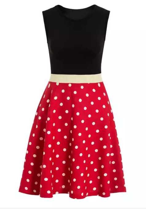Polka-dotted Skirt With Gold Band Adult Dress - Etsy