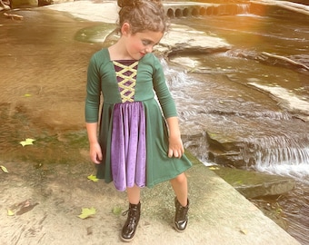 Winnie Witch Inspired long sleeve  girls dress