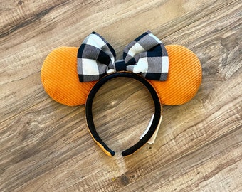 Pumpkin + Buffalo Plaid bow Ears!