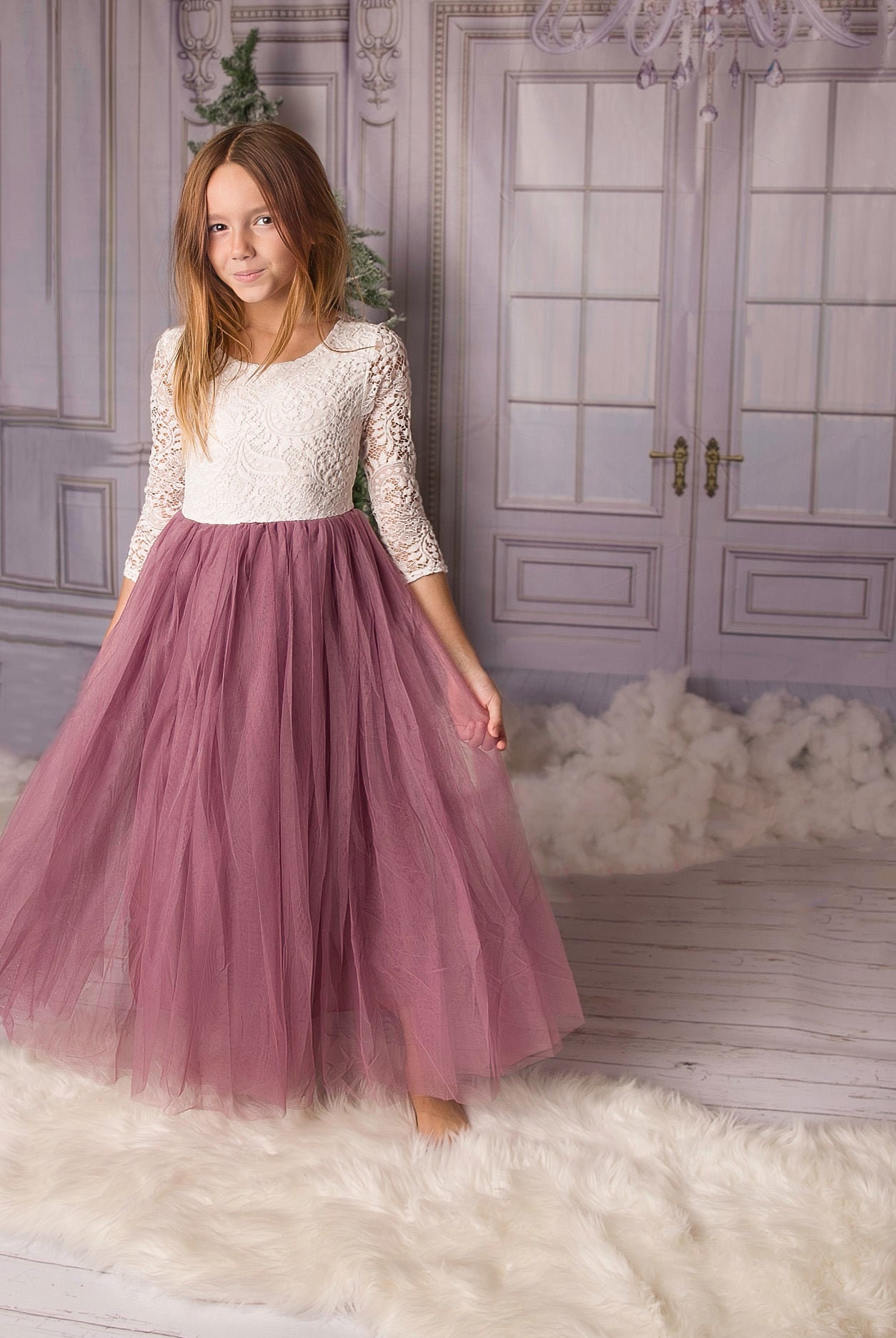 Mauve tulle cheap dress