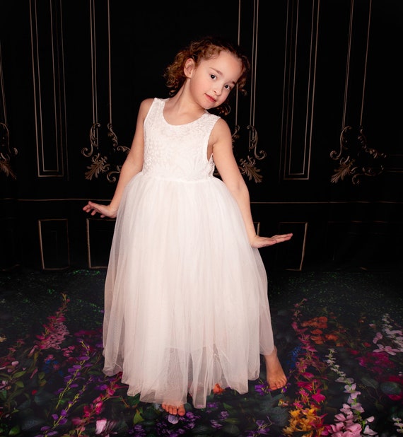 White tulle 2025 flower skirt