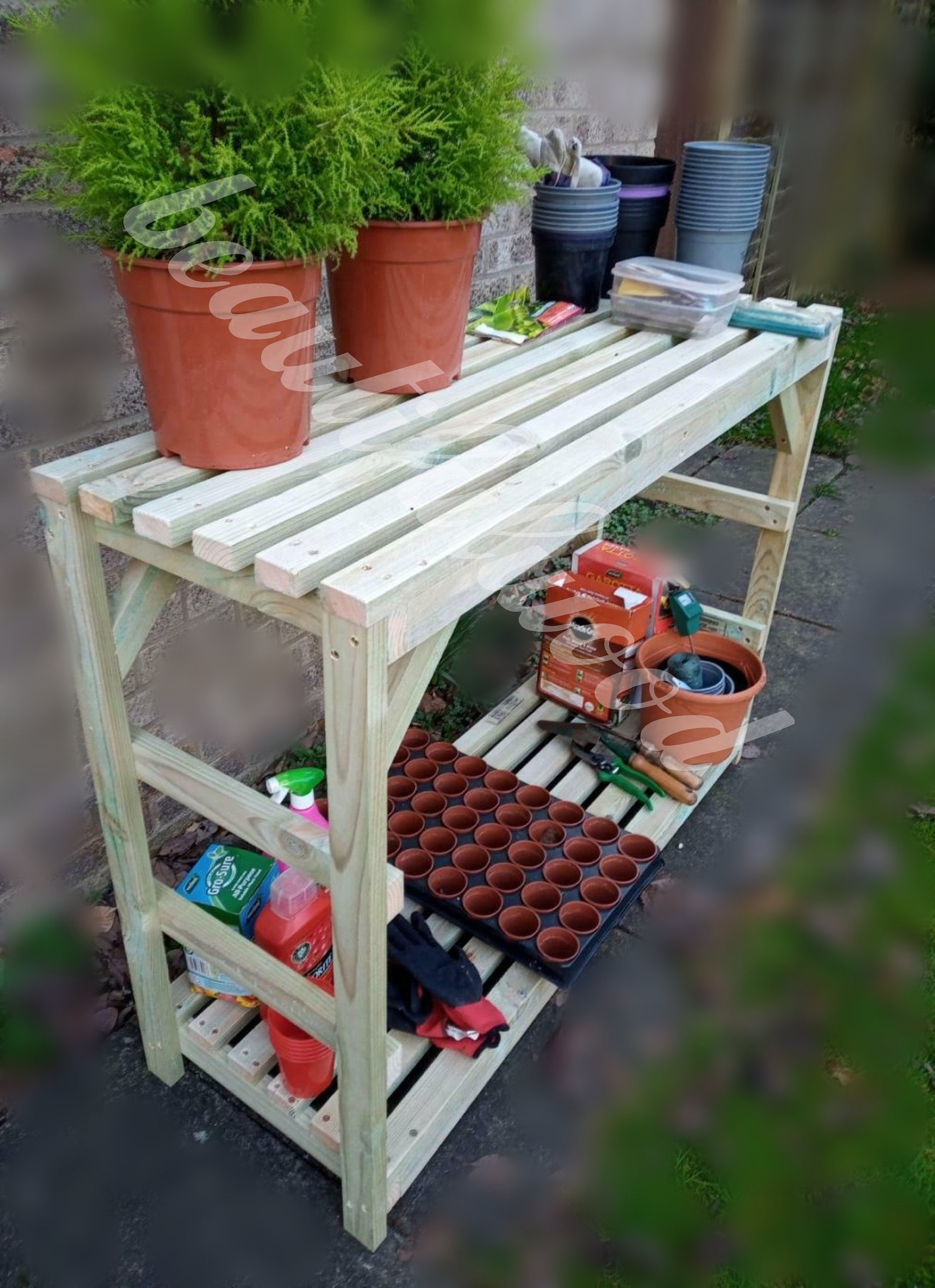 Solid wooden greenhouse potting bench STURDY ready assembled Etsy